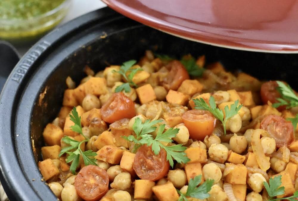 Honey and Harissa Chickpea and Sweet Potato Tagine