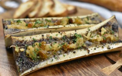 Roasted Bone Marrow with a Ginger Pear Agrodolce