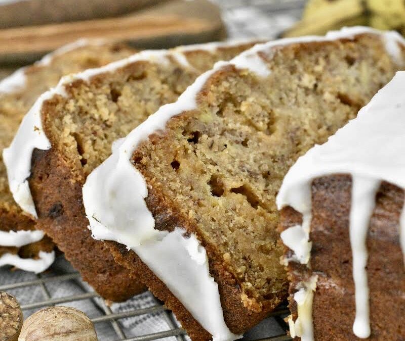 Butterscotch Banana Bread with a Buttermilk Glaze