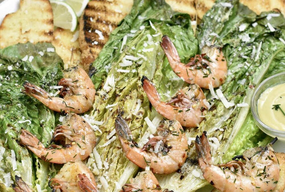 Grilled Romaine Shrimp Caesar