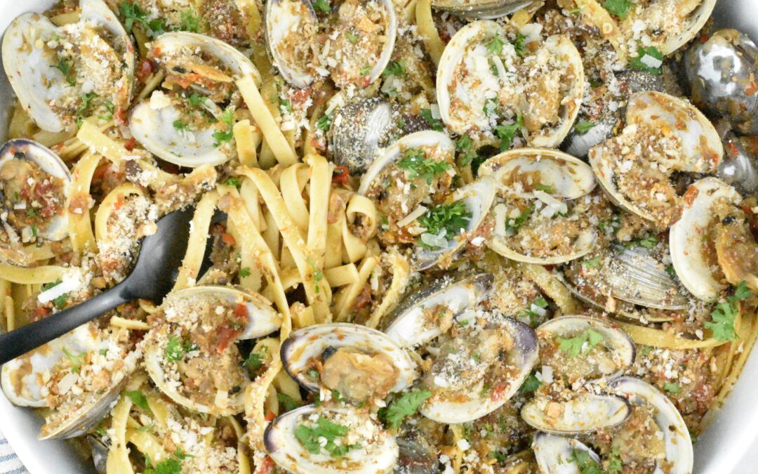 REMA [Red Pepper, Eggplant, Mushroom and Artichoke] Fettuccine with Clams